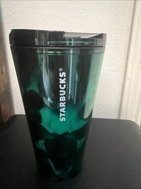 Starbucks Green and Black Swirl Travel Tumbler